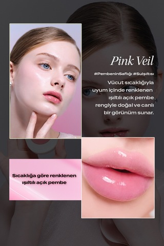 Nemlendirici, Parlak Bitişli Renkli Dudak Balmı Objet By Kundal Dew Drop Lip Glaze Balm Pink Veil