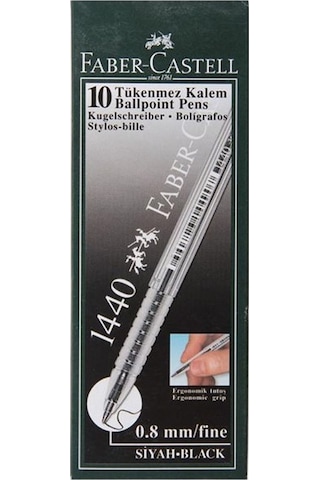 Faber Castel Tükenmez Kalem 1440 Siyah 10'lu