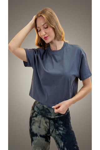 Heyy's Oversize Kadın Crop Antrasit Renk T-shirt Antrasit