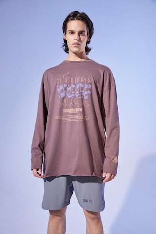 Woof Gym Oversized Long Sleeve T-Shırt - Rose Taupe