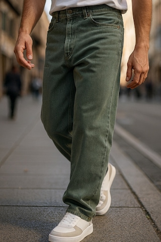 Cedy Denim Yüksek Kalite Baggy Fit Jean Leon Yüksek Bel Bol Kesim Kot Pantolon C352 Haki