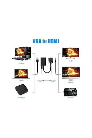 Triline Vga To Hdmi Adaptör Çevirici Görüntü Ve Ses Aktarımı