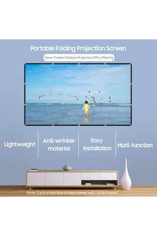 Suofeng 100 İnç 16:9 Portable Ekran - Kırılmaz Polyester, Taşınabilir Projeksiyon Perde, Dış Mekan/ev Tiyatro, Yüksek Kontrast, Kolay Asma