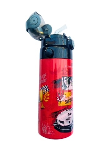 Askılı Pipetli Çelik Suluk Matara 550 Ml Kırmızı Kırmızı