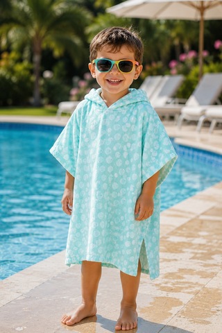 Müslin Çocuk Ve Bebek Panço Unisex Model - Bebek & Çocuk Plaj Ve Banyo Panço Turkuaz - 886580333 5-8 Yaş