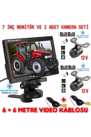 2 Adet Kelebek Kamera 7 İnç Monitör Seti Kayıtsız 12 Volt