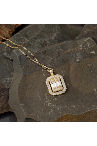 Bilezikci Island Baget Taşlı Altın Kolye 8KON10KL