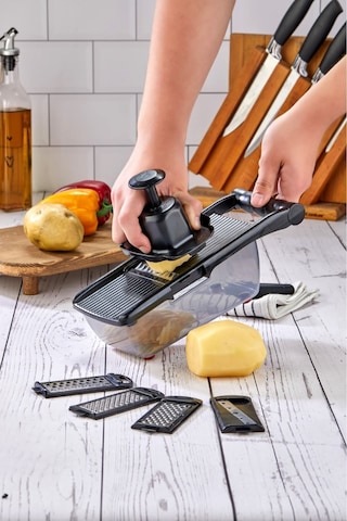 Cooker 5 Bıçaklı Hazneli Lüx Paslanmaz Çelik Rende Ckr3379-siyah Siyah