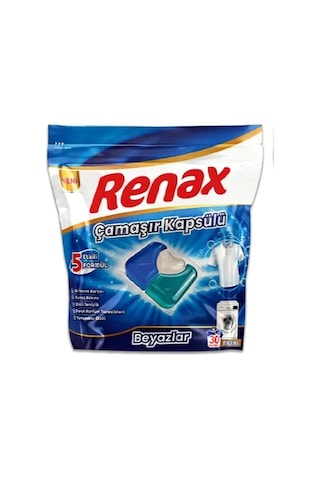 Renax Çamaşır Kapsülü 30 Yıkama Beyazlar Ve Renkliler 2 Li Paket