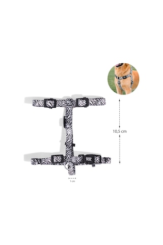 Swissplus Urban Paws Zebra Black Geri Dönüştürülmüş H-tipi Köpek Göğüs Tasması-xs Beyaz - Siyah