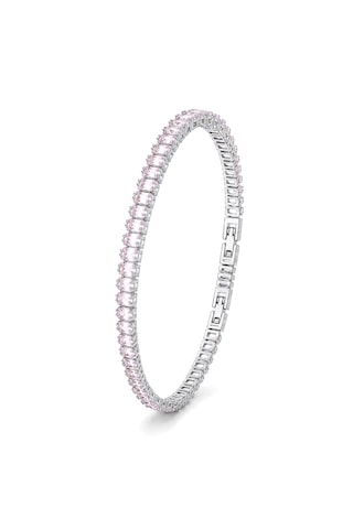 4mm Zirkon Taşlı Ayarlanabilir Su Yolu Kadın Bileklik Gümüş - Pembe
