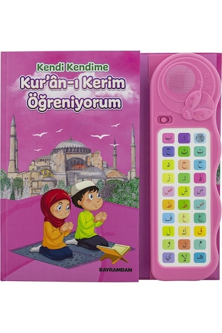 Sesli Elif Ba Kuranı Kerim Öğreten Cihaz Seti Kitaplı Pembe