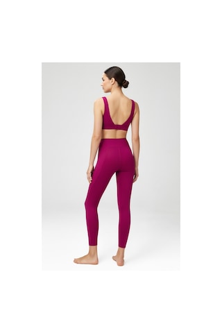 Yüksek Bel Toparlayıcı Tayt & V Sırt Destekli Spor Sütyeni - Sculpt Set Fuşya