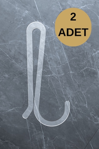 Multistore 2 Adet Plastik Şeffaf Askı Metal Banyo Mutfak Rafları İçin Beyaz