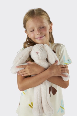 Panço Kız Çocuk Desenli Bej Pijama Takımı Krem