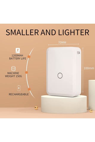 Yunboo D110 İngilizce Ev Ofis Termal Etiket Yazıcı: Taşınabilir Mini Bluetooth, Kolay Kullanım, 1 Rollü Kağıt Dahil