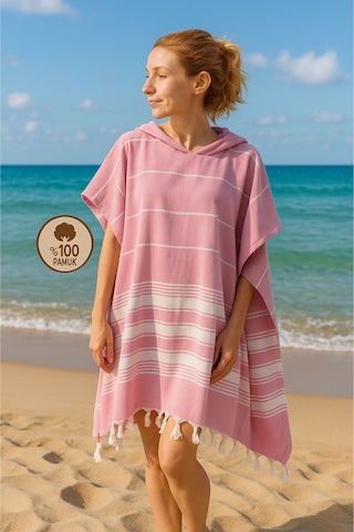 %100 Pamuk Yetişkin Peştemal Panço Bornoz Plaj Havlusu Pembe L-xl Pembe