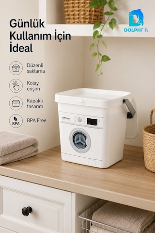 Multibox 6 L Çamaşır Deterjanı Saklama Kabı Kapaklı Taşıma Saplı Bpa Free Beyaz