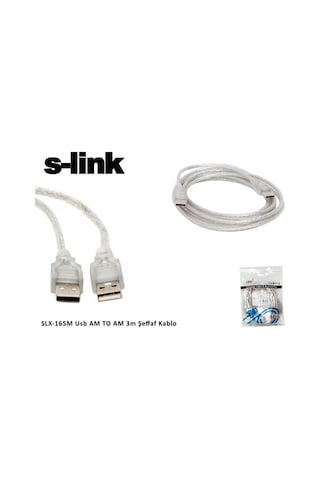 S-lınk Sl-165m, İki Ucu Erkek M/m Usb Kablosu, Usb To Usb 2.0 Kablo, 3mt