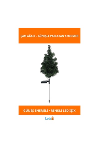Güneş Enerjili Dekoratif Çam Ağacı Led Aydınlatma Dış Mekan