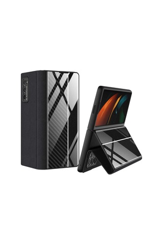 Galaxy Z Fold 2 Kılıf Zore Droga Kılıf Siyah-Beyaz