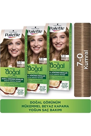 Palette Kalıcı Doğal Renkler Saç Boyası 7-0 Kumral 3'lü