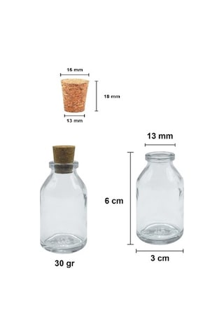 100 Adet Mantar Tıpalı Cam Şişe 25 Cc