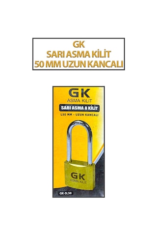 Uzun Tip Sarı Kancalı Asma Kilit 50 Mm 3 Anahtarlı