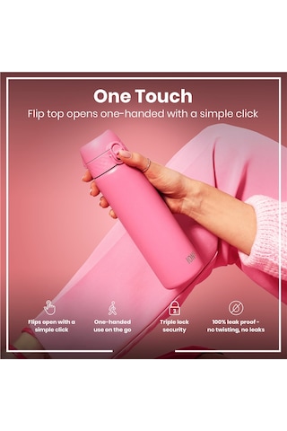 Ion8 - İnce Su Termosu - Gül Pembesi - 500 Ml - Sızdırmaz Pembe