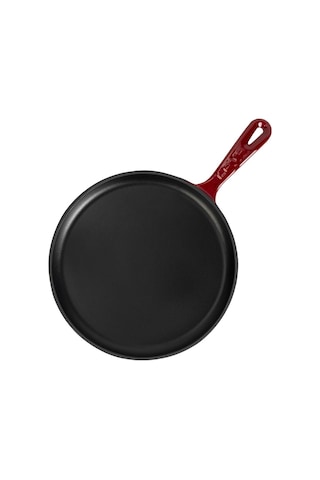 Lava Döküm Yuvarlak Pizza Krep Pankek Tavası Döküm Demir Yekpare Saplı Çap Ø 20cm.-bordo Bordo