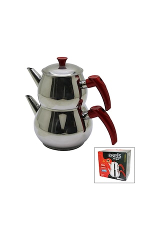 Aile Büyük Boy Küre Çelik Çaydanlık Seti Üst: 1.2lt - Alt: 2lt 5523