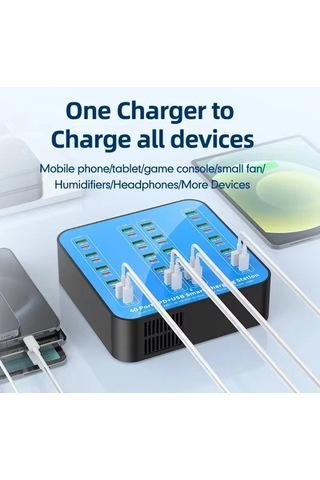 40 Portlu 400w Hızlı Şarj İstasyonu 20x Usb + 20x Type-c Pd Çıkışlı Şarj Cihazı 1
