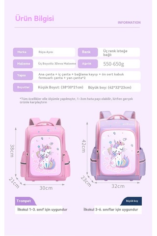 İlkokul Öğrencisi Sırt Çantası 3-6. Sınıflar Mor-gri