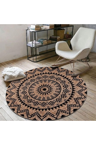 Jüt Yuvarlak Hasır Halı Yolluk Salon Oda Mutfak Halısı Ks-1018