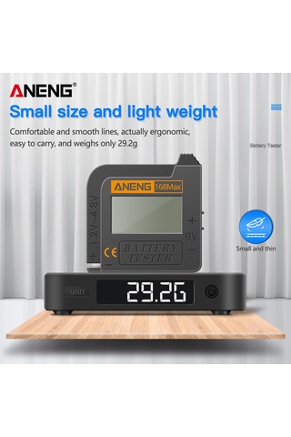 Springsun Aneng 168max Pil Test Cihazı - Dijital Ekranlı Pil Voltaj Ve Güç Ölçer 1.2-4.8v, 9v