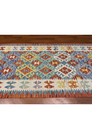 El Dokuma Afgan Kilim Yolluk 100% Yün Kök Boya Harıka Desenlı Yolluk Çok Renkli