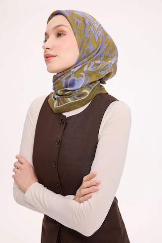 Silk Home Dört Mevsim Antik Motif Viskon Velora Eşarp 6420 Yağ Yeşili