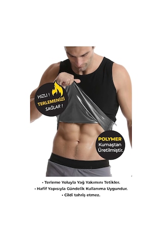 Erkek Termal Sauna Atlet Yağ Yakımınıza nıza Yardımcı Renk Siyah Ex-04 Siyah