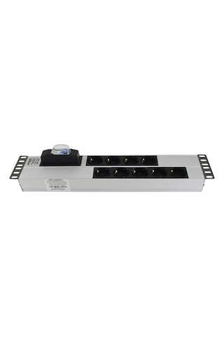 19" 2U 9'Lu Schuko Sigortalı Alüminyum Rack Kabin Grup Priz Pdu