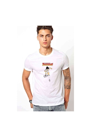Tsubasa Captain Baskılı Beyaz Erkek Tshirt