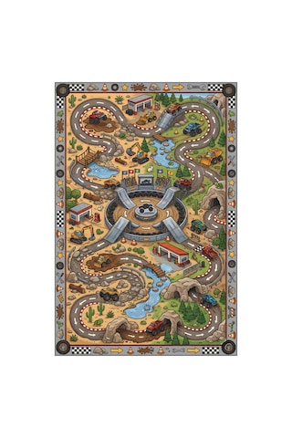 Kartela Halı Canavar Kamyon Kaymaz Taban Çocuk Oyun Halısı - 100 x 150 CM