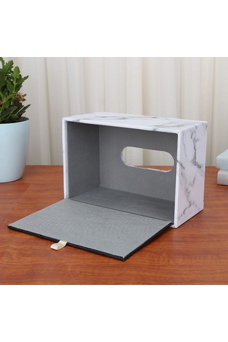 Youmex Lüks Mermer Desenli Kağıt Havlu Kutusu - Ev Otel Restoran Dekorasyonu - Büyük Boy Kareli Ev Gereci