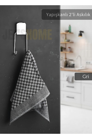 Jet's Home Yapışkanlı 2'li Askılık Paslanmaz Havluluk Metal Gri Gri