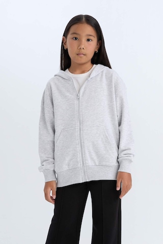 DeFacto Kız Çocuk Oversize Geniş Kalıp Kapüşonlu Basic Düz Fermuarlı Sweatshirt D8214A8NSGR379