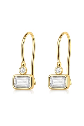 Gia Baget Taşlı Sallantılı Altın Küpe 14 Ayar