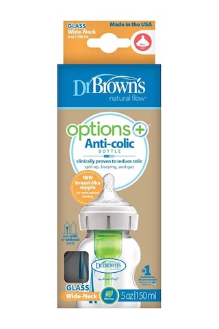 Dr. Brown's Geniş Ağız Antikolik Cam Biberon 5 Oz/150 ML