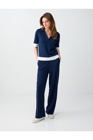 Jimmy Key Jimmy Key Lacivert Polo Yaka Truvakar Kol Modal Örme Bluz 6sw037204494