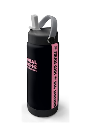 Coral High Siyah Pembe Desenli Katlanır Ağızlıklı Çelik Termos 650 Ml 38355 Siyah