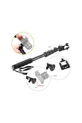 Springsun Yunteng Yt-188 Aluminyum Monopod: 38-128cm Uzunluk Ayarlı, Telefon Tutucu Ve 1/4 İnç Vidalama, 180 Döner Kafa, Kaymazsız Tutucu