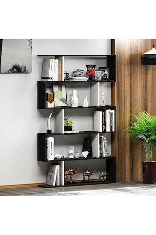 Core Kitaplık - Siyah / Parlak Beyaz